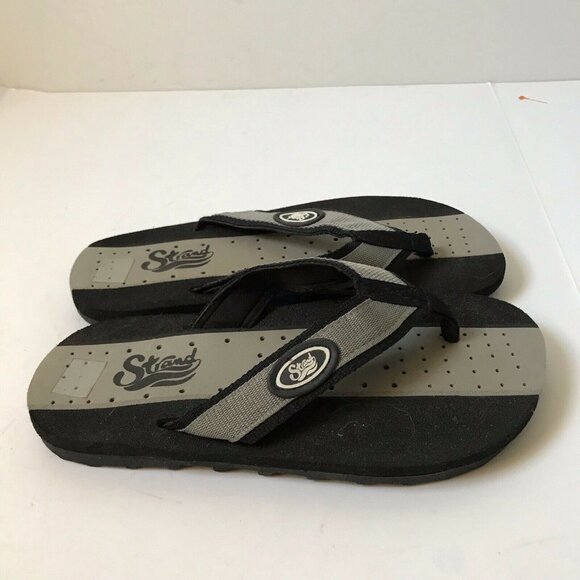 Strand  vintage flip flops thong sandals black foam fabric strap Men Size 8/9 - Picture 3 of 6